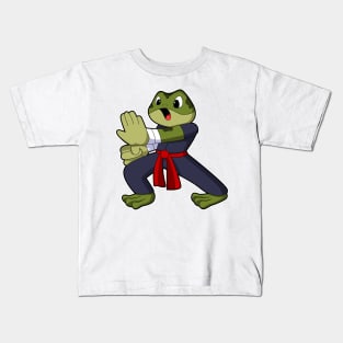 Frog at Martial arts Karate with Belt Kids T-Shirt